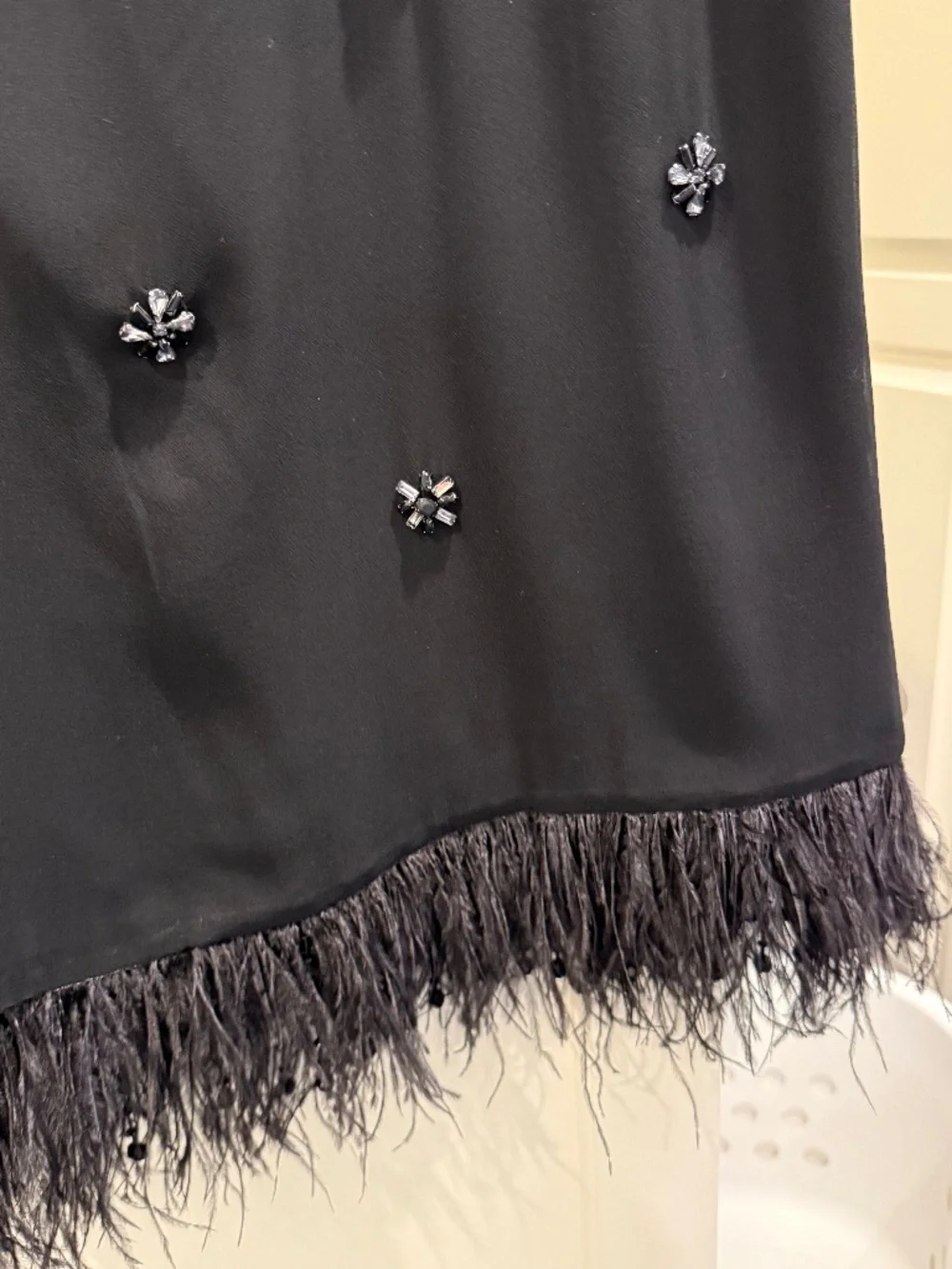 J. Crew Black beaded fringed cocktail dress